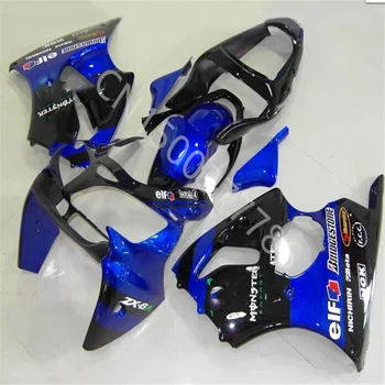 Mėlyna juoda Motociklo Lauktuvės Komplektas KAWASAKI Ninja ZX6R 00 01 02 ZX 6R 2000 2001 2002 ABS Įpurškimo Lauktuvės rinkinys