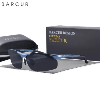 BARCUR Magnio Aliuminio Rėmas Prekės Dizaineris Akiniai nuo saulės, Rėmeliai Vyrų Photochromic Stačiakampio Ultralight Akių Sporto Akiniai