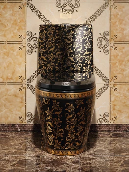 Spalvinga aukso black tualetas tualetas tualetas super sukama siurbimo anti-kvapas namų kūrybinės keramikos smart tualetas auksinis tualetas