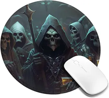 Kietas Grim Reaper Mirties Apvalios Pelės Padas neslidus Gumos Kaukolė Žaidimų Mousepads su Prisiūta Kraštas Darbo Nešiojamas Kompiuteris