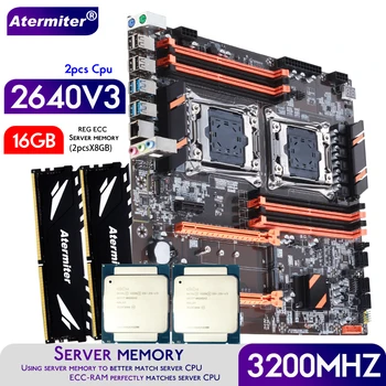 Atermiter Dual X99 Motininę Su LGA 2011-3 XEON E5 2640 V3 *2 PROCESORIUS Su 2pcsX8GB = 16GB DDR4 3200MHz Serverio Atminties Combo Kit