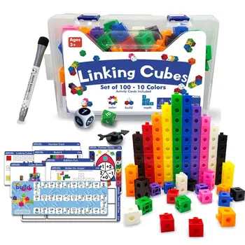 Moulty Susieti Matematikos Kubeliai su Veikla Kortelių Skaičių Blokai Skaičiavimo Žaislai Snap Susieti Kubo Matematikos Skaitikliai Vaikams Gyvenimą