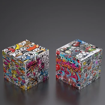 1 VNT 3x3x3 Kūrybinės Graffiti Įspūdį Magico Cubo 3x3 Kubo Magic Cube Twisty Kubo Galvosūkį Žaislas Vaikams, Vaikų Magic Cube