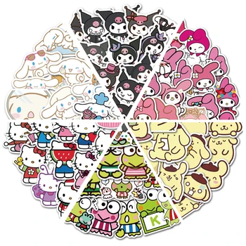 50pcs Hello Kitty Lipdukų Sanrio Anime Cinnamoroll Kuromi Mano Melodija, Lipdukas, Decal Nešiojamas Telefono dėklas Merginos Mielas Vaikams, Žaislai