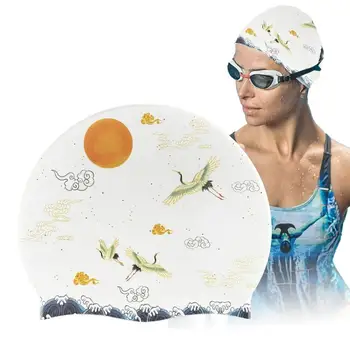 Atsparus Vandeniui Plaukimo Kepuraites Unisex Silikono Plaukti Kepurės Suaugusiems Kinijos Spausdinimo Raukšlių Nemokamai Neslidus Plaukti Kepurės Mokymo