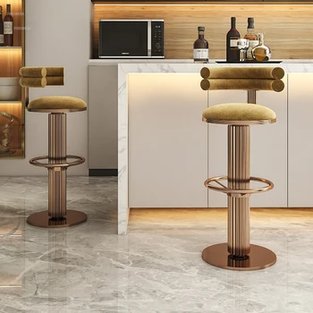 Nordic Light Luxury Baro Kėdės Metalo, Nerūdijančio Plieno, Aukštos Kėdės, Virtuvės Paprasta Moderni Kavinė Baras Pasukama Kėdė, Baro Baldai