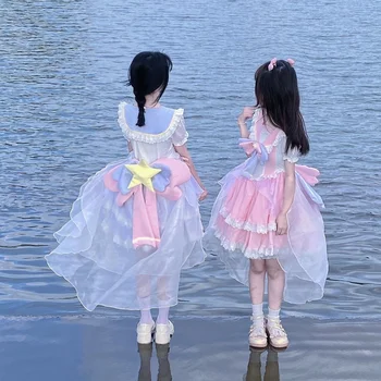 Brangioji Lolita Dress Chai Huhu Lolita Puikus Kortelės Mergina Dress Sakura nuolat keičiasi Mažai Sakura Lolita Cosplay Girl Dress