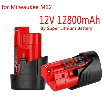 12V Milwaukee Baterija 12.8 Ah Suderinama su Milwaukee M12 XC 48-11-2410 48-11-2420 48-11-2411 12-Volt 