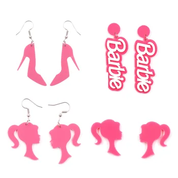 Naujas 2023 Perdėti Barbie Auskarai Akrilo Moterų Pink Barbie Mergaičių Stud Auskarai Eardrop Mados Šaliai, Papuošalai, Aksesuarai Dovanos
