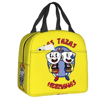 Fiambrera térmica portátil para niños y mujeres, bolsa de almuerzo con aislamiento de Las Tazas, juego de dibujos animados, Smilgos