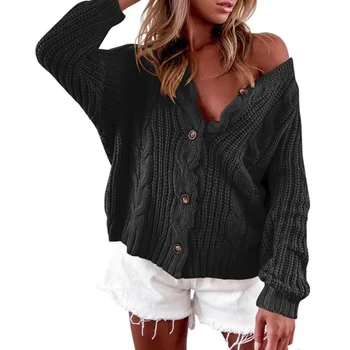 Moterų Džemperis Cardigan 2023 M. Rudens Ir Žiemos Naujas V-Kaklo Mados Atsitiktinis Paprasta Didelio Dydžio Megztiniai Megztinis