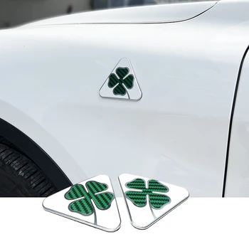 Alfa Romeo anglies pluošto Keturių lapų dobilų dekoratyvinis lipdukas sparno pusėje logotipas