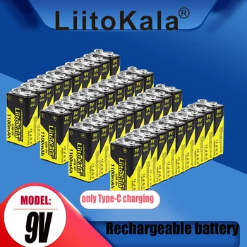 40PCS LiitoKala 9V 1100mAh li-ion daugkartinio Įkrovimo baterijos tipas-C USB 9V li-ion už Multimetras Mikrofonas, Nuotolinio Valdymo Žaislas KTV naudoti