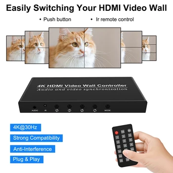 HDMI Vaizdo Siena Valdytojas Iki 4K30Hz 8 Ekranas Funkcijos 1X4 1X2 1X3 3X3 3x1 4X1 Multi Vaizdo Ekranas Procesorius HD Splicer 180° Pasukimas