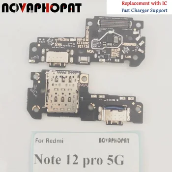 Novaphopat Už Xiaomi Redmi 12 Pastaba Pro 5G / Poco X5 Pro USB Doko Įkrovimo lizdas Įkroviklio Kištuką Microphone MIC Flex Kabelis Valdyba