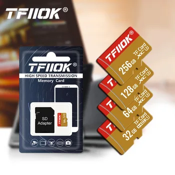 TFIIOK Originalus Mini SD kortele 128 GB Atminties Kortelė 256 GB 64GB TF Kortelę telefono Kameros, MP3/MP4 Grotuvas Didelės Spartos Flash Atminties Kortelės