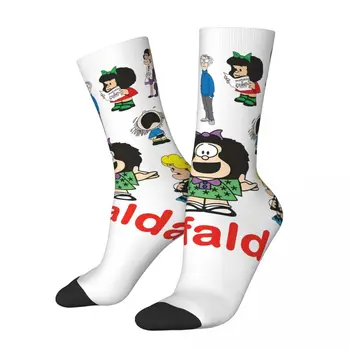 Laimingas vyriškos Kojinės Mafalda Ir Šeimos Plakatas Retro Mafalda Animacinių filmų Harajuku Naujovė Įgulos Kojinių Dovana Modelio Spausdinti