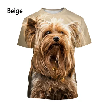 2023 Naujas mados gyvūnų šuo, Jorkšyro Terjeras 3D spausdinimo T-shirt