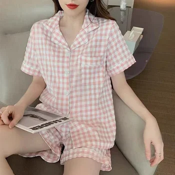 Pledas Sleepwear Moterų Pajama Šortai Rinkiniai Pijama Kostiumas 2 Vnt Vasaros Korėjos Naktį Nešioja Loungewear Namų Kišenėje Miego Drabužiai