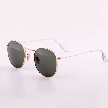 Rindu Retro turas UV400 stiklo akiniai nuo saulės mados derliaus vyrų ir moterų metalo akiniai, žalia, mėlyna, ruda lęšiai, akiniai nuo saulės