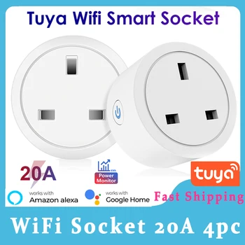 Tuya Smart Home 20a Lizdas Smart Uk kištukinis Adapteris, Maitinimo Lizdas Konverteris Hogar Inteligente Per Alexa, Google 