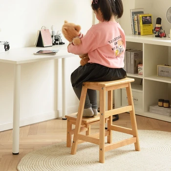 2 Žingsnis Kopėčios Šiuolaikinės Paprasta Aukštos Taburetės Virtuvėje Natūralaus Medžio masyvo Laiptais Kėdė Multi-funkcija Žingsnis Išmatose Lankstymo Saugojimas