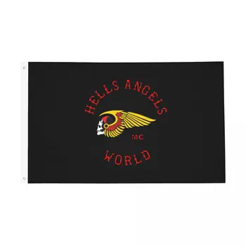 Hells-Angelai Pasaulio Logotipas Vėliava Patalpų, Lauko Reklama Bet Kokiu Oru Kariai Brolija Motociklo Apdailos Dvipusis Vėliavas
