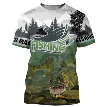Vaikų Atspausdintas T-shirt Žvejybos Vyras Viršų Naujas Laisvalaikio 3D Mados Lauko Žvejybos Vyrų, ir Moterų, Kūdikių, Vaikų trumpomis Rankovėmis