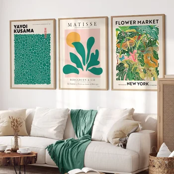 Abstrakti Matisse Atogrąžų Žalia Lapinių Gėlių Rinkoje, Plakatai Sienos Meno Tapybos Drobės Spausdina Nuotraukas Kambarį Interjero Dekoro