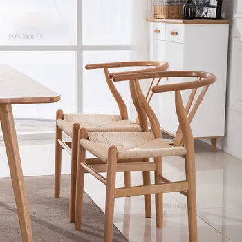 Skandinavijoje Medžio masyvo Valgomojo Kėdės, Valgomojo Baldai Fotelis Šiaurės Dizainerio Kūrybos Namų Atlošas virvę Kėdė