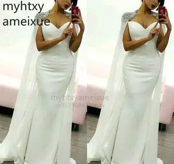 Ilgai Seksualus Arabų Stiliaus Baltos Spalvos Vakarinę Suknelę Užsakymą Undinė Satino Atostogų Moterų Dėvi Netinkamo Šalies Promenadzie Suknelė Užsakymą 2023