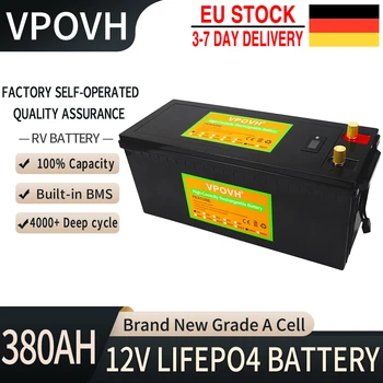 12V 380Ah LiFePo4 Baterija įmontuota BMS Ličio Geležies Fosfato Cell 4000+ Giliai Ciklų Golfo Krepšelį Lauko Kempingas Saulės Saugojimas