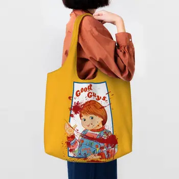 Geri Vaikinai Chucky Bakalėja Pirkinių Totalizator Krepšiai Moterims Mielas Drobės Peties Shopper Bags Didelės Talpos Maišelį Fotografijos Rankinės