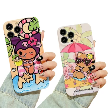 Vasaros Sanrio Hello Kitty Kuromi Telefono dėklas Skirtas iPhone 14 13 12 11 Pro Max Mini Xs Xr X 8 7 Plius Cartoon Mano Melodija, Minkštas Viršelis