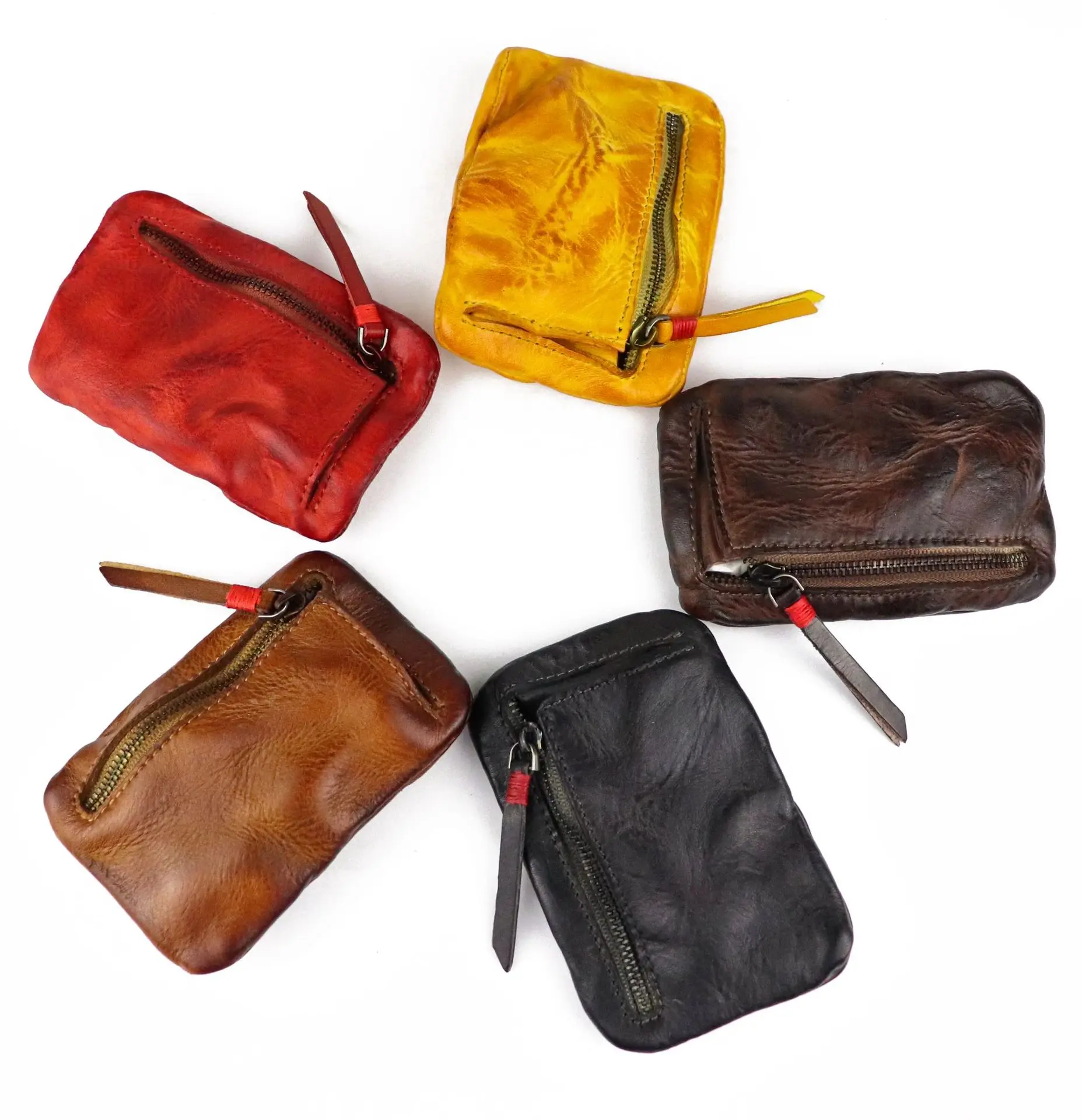 Pirmą sluoksnį daržovių raugintos odos rankų darbo senas vintage stilius minimalistinis ir šviesos studentas moterų monetų krepšys