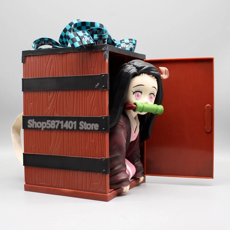 22cm Demon Slayer Duomenys GK Kamado Nezuko Veiksmų Skaičiai Medinė Dėžė Kuprinė PVC Anime Modelis Ornamen Žaislai, Lėlės Gimtadienio Dovanos
