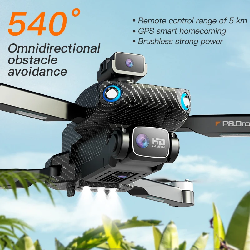 Naujas P8 GPS Drone 8K HD Dual Camera Optinio Srauto Pozicija Brushless Kliūčių Vengimo RC Sulankstomas Quadcopter Oro Fotografija