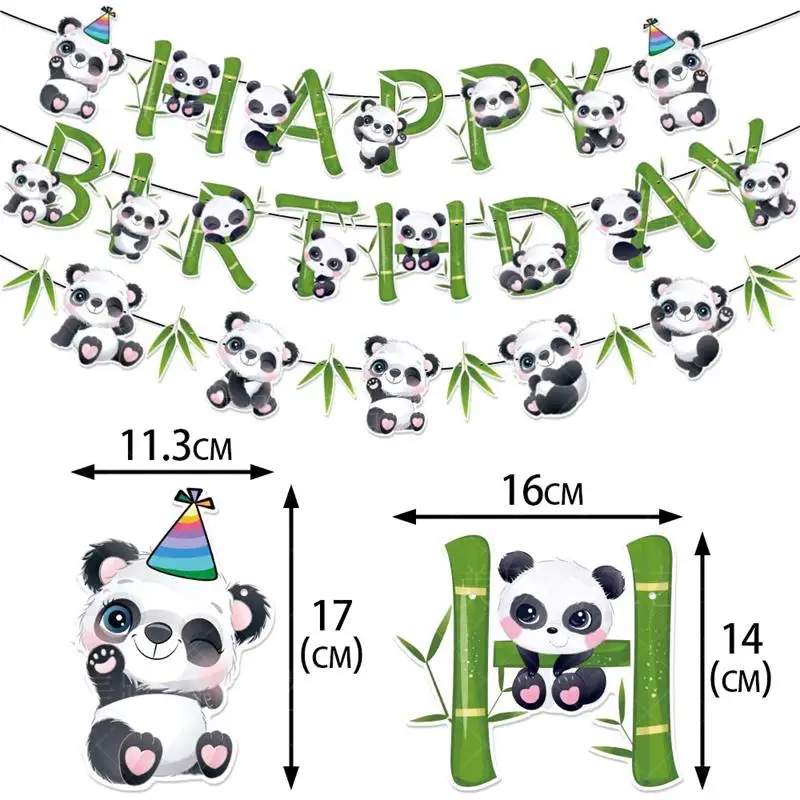 Mielas Gyvūnų Tema Panda su Gimtadieniu Vėliavos Traukiant Spiralės Pakabukas Gimtadienio, Vestuvių Kūdikio Dušas Šalis Sukama Garliava 