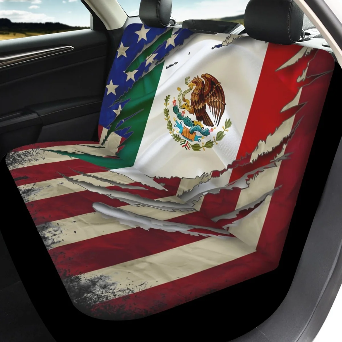 Meksika Emblema Modelio Auto Priekio Atgal Sėdynės Padengti Nustatyti Prekės Ženklo Dizainas Lengvas Montavimas Skalbti Interjero Aksesuarų Užsakymą Vaizdas