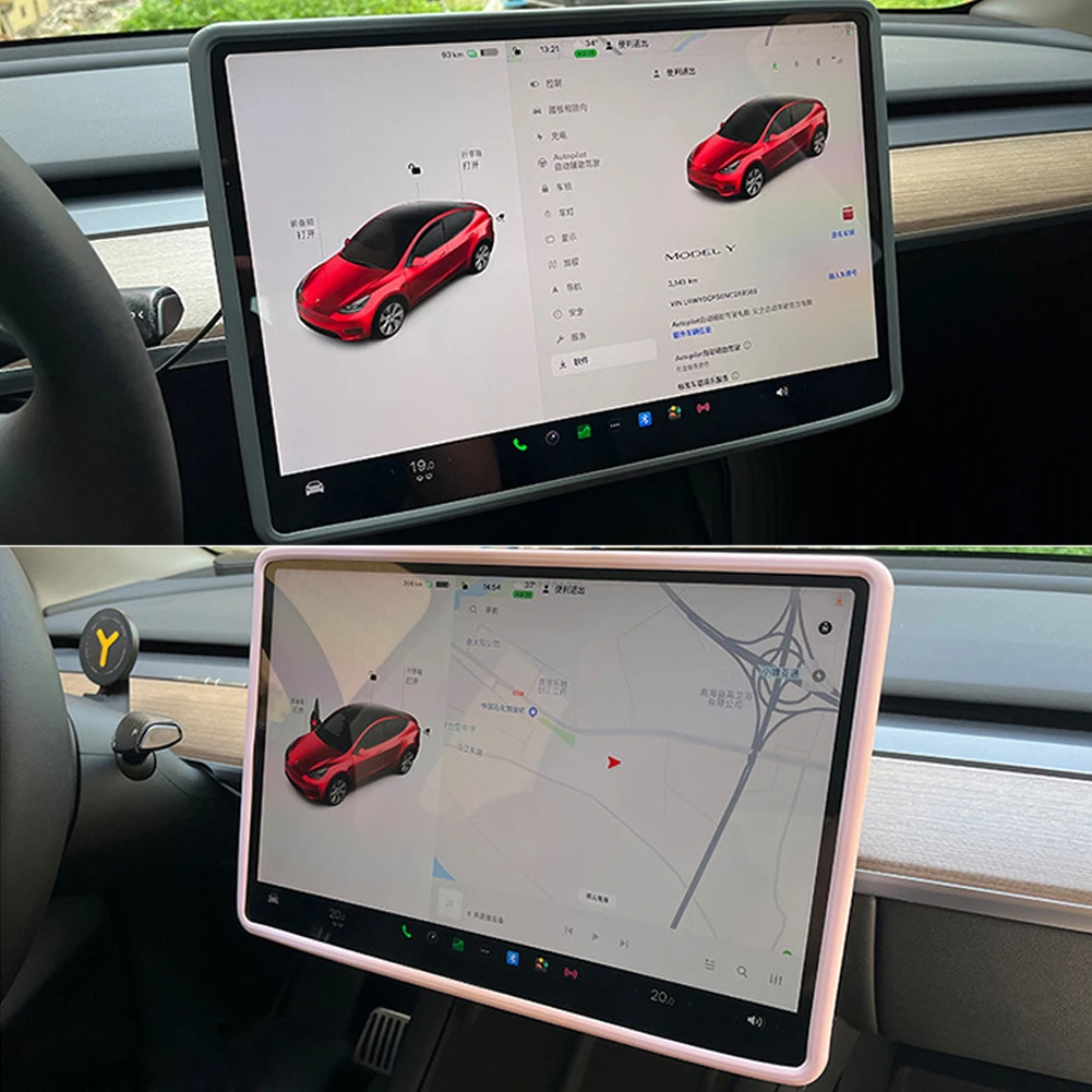 Už Tesla Model 3 Y Silikono Ekrano Apdailos Raštas Padengti Konsolė Navigacijos Ekrano Apsaugos Atveju Automobilių Apdailos Juostelės