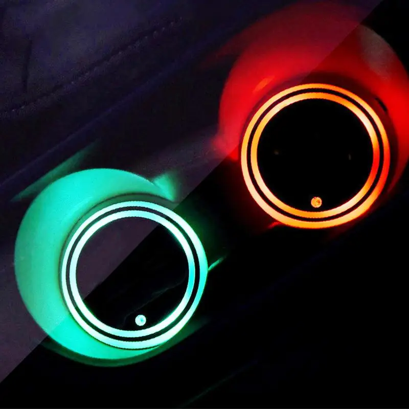 Multi-Color Automobilio Šviesos Padėkliukai USB Įkrovimo Automobilių Fluorescentinė Taurės Kilimėlis, LED Automobilio Puodelio Laikiklį Lemputės Visiems Modeliams