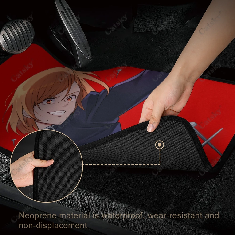 Kugisaki Nobara Anime Džiudžiutsu Kaisen automobilių kilimėliai, interjero aksesuarai, neslystantis ir purvo atsparus apsaugos grindų kilimėliai