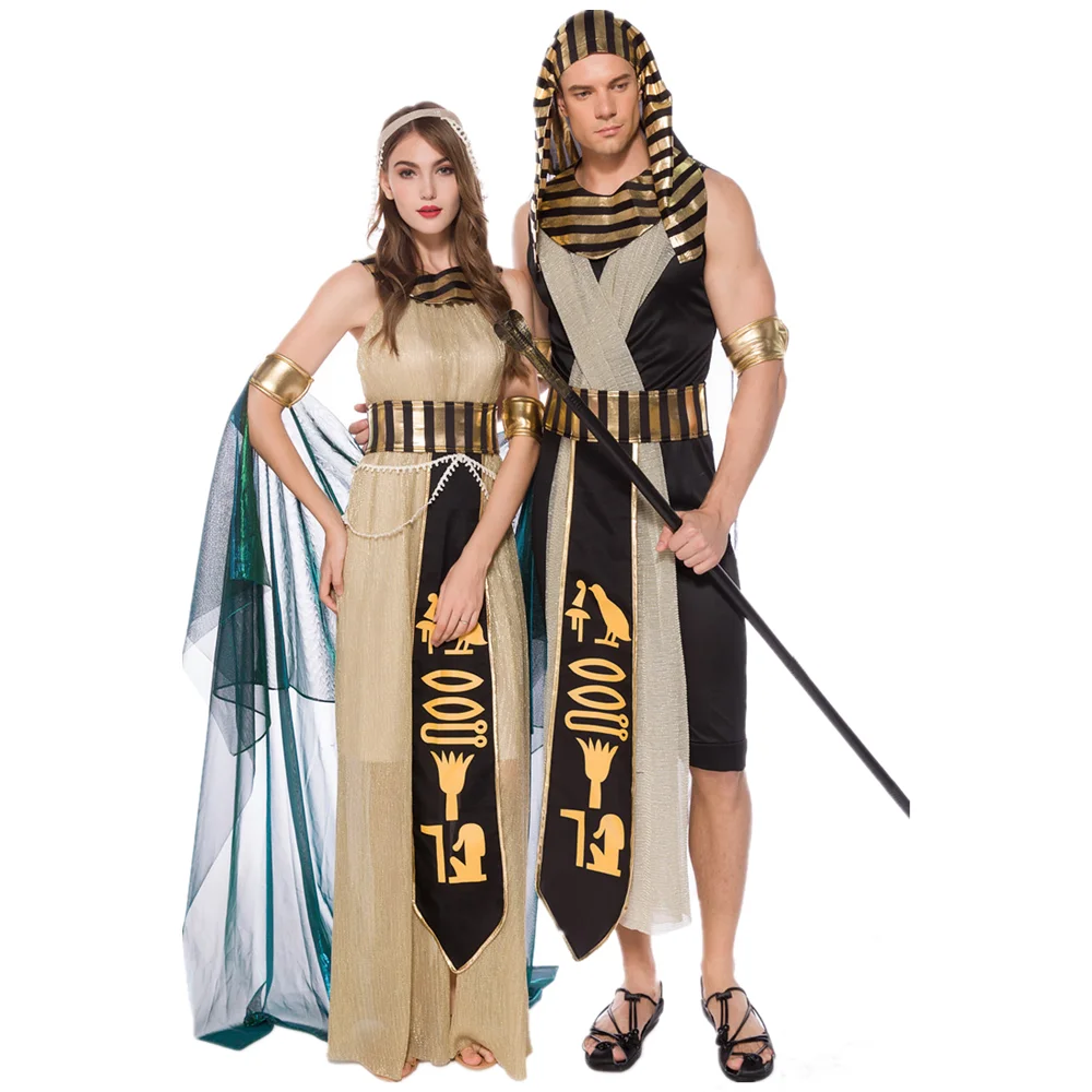 Suaugusiųjų Helovinas Viduramžių Senovės Egipto Faraono Ir Kleopatra Graikų Deivė Kostiumų Karnavalas Šalies Cosplay Vyras Moters Kostiumas