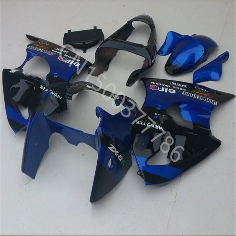 Mėlyna juoda Motociklo Lauktuvės Komplektas KAWASAKI Ninja ZX6R 00 01 02 ZX 6R 2000 2001 2002 ABS Įpurškimo Lauktuvės rinkinys