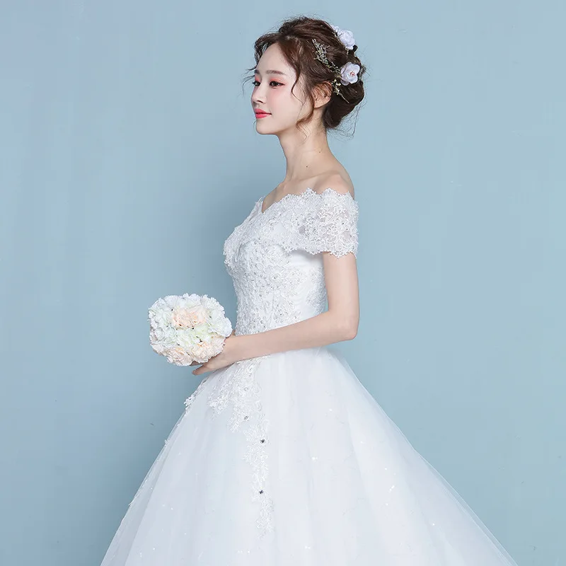 2023 Naujas Tiulio Vestuvių Suknelė Klasikinės Nuo Peties Skraiste Mariage Femme Elegantiškas Nėrinių Aplikacijos Vestidos De Novia Plius Dydis