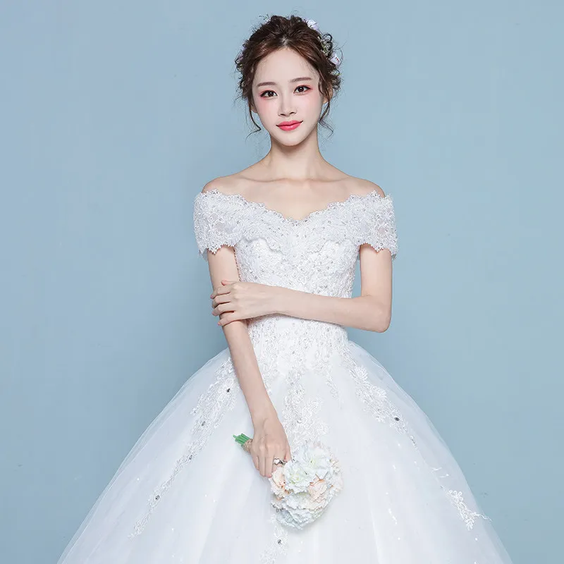 2023 Naujas Tiulio Vestuvių Suknelė Klasikinės Nuo Peties Skraiste Mariage Femme Elegantiškas Nėrinių Aplikacijos Vestidos De Novia Plius Dydis