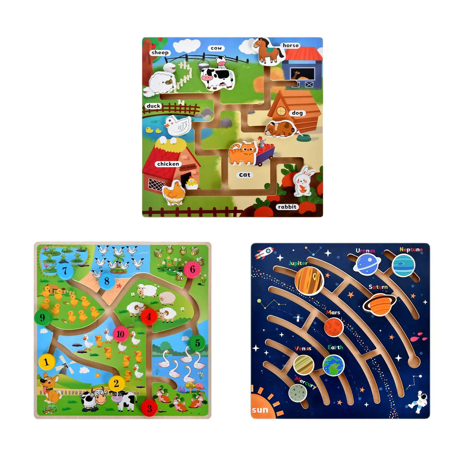 Medinis Labirintas Žaislai smulkiosios motorikos Planetos Puzzle Žaislas, skirtas Ikimokyklinio amžiaus Berniukų, Mergaičių