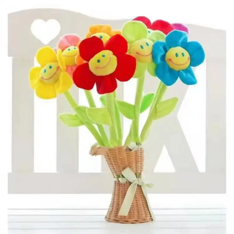 1~8PCS Animacinių filmų Pliušiniai Žaislai Modeliavimas Sun Flower Užuolaidų Sagtis Rose Valentino Dienos Dovana Minkštas Augalų Įdaryti Lėlės, Žaislai