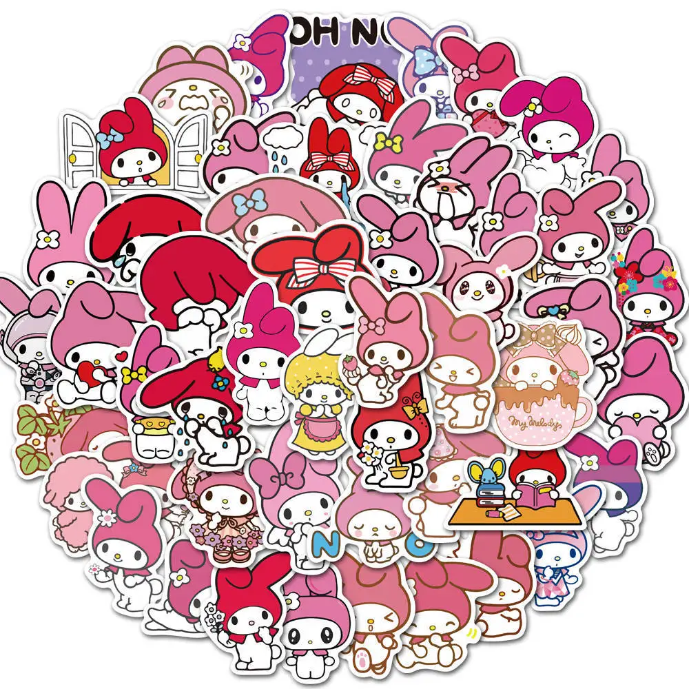 50pcs Hello Kitty Lipdukų Sanrio Anime Cinnamoroll Kuromi Mano Melodija, Lipdukas, Decal Nešiojamas Telefono dėklas Merginos Mielas Vaikams, Žaislai