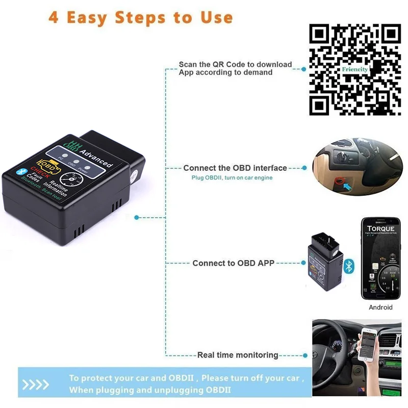 ELM327 OBD Bluetooth automobilių diagnostikos įrankis Jeep Grand Cherokee